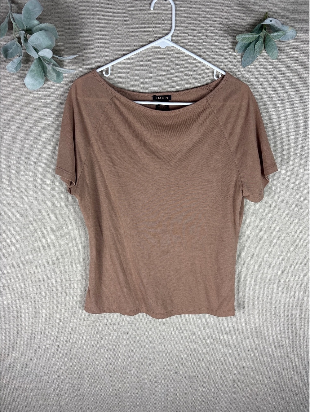 Iman > Brown Short Sleeve Crew Neck Shirt Extra Small